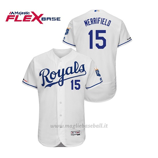 Maglia Baseball Uomo Kansas City Royals Whit Merrifield 150th Aniversario Patch Flex Base Bianco